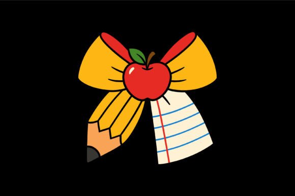 Apple Pencil Bow Teacher Design: Premium Graphics for Print Templates