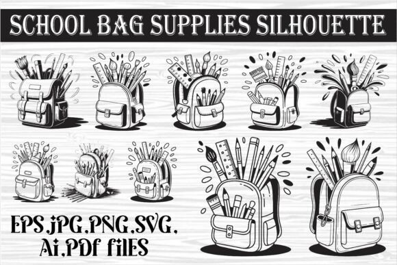 Child School Bag Line Art Symbol Vector for Graphics and Crafts