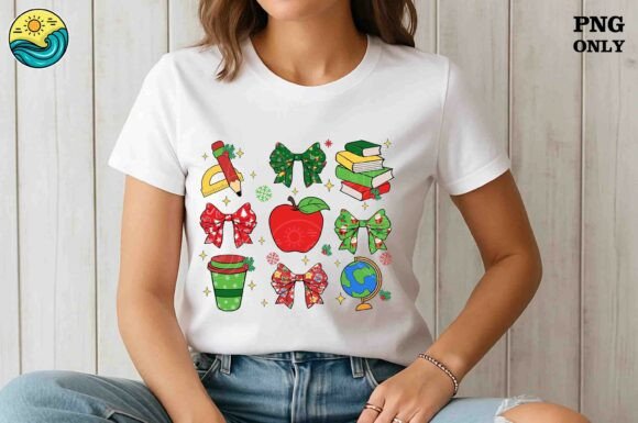 Christmas Teacher Elements PNG Graphics for T-Shirt Designs