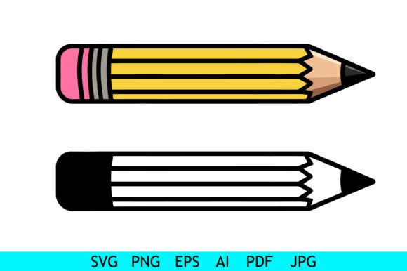Cute Cartoon Pencil Clipart Set for Graphics & Crafts