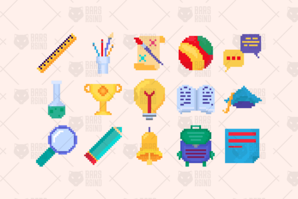 Education Pixel Art Symbols Graphics and Icons Review