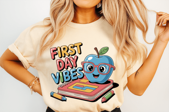 First Day Vibes Apple Cartoon Design Graphics & T-Shirt Designs Review