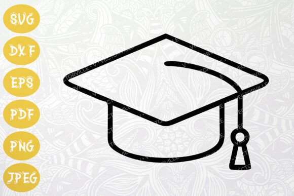 Graduation Cap Icon SVG for School Art Graphics