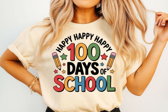 Happy 100 Days of School Celebration Graphics and T-Shirt Designs