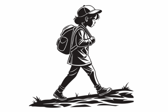 Kid with Backpack Walking to School Graphics and Crafts Review
