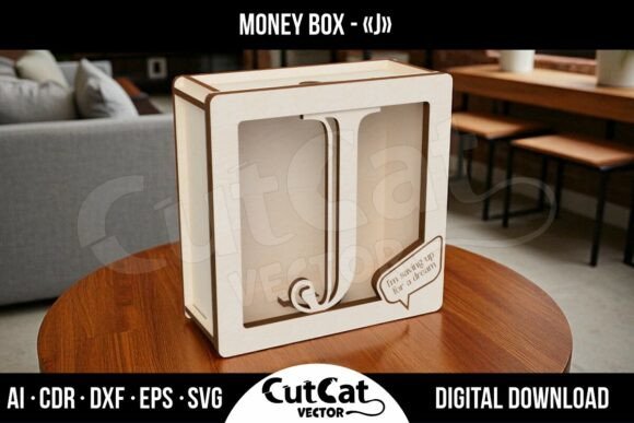 Letter «J» Money Box - Laser Cut File for Boxes