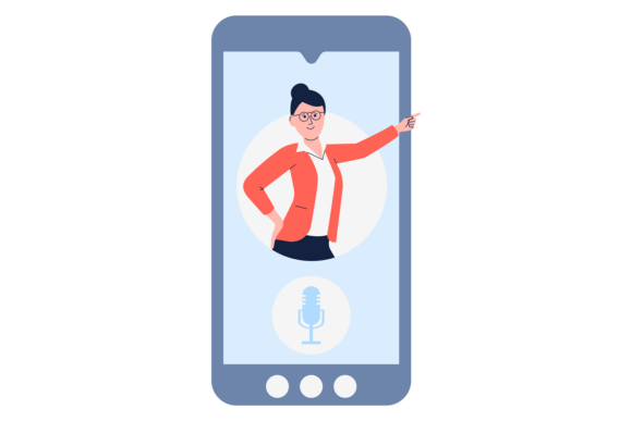 Online Teacher at Phone Screen. Digital Graphics & Illustrations Review