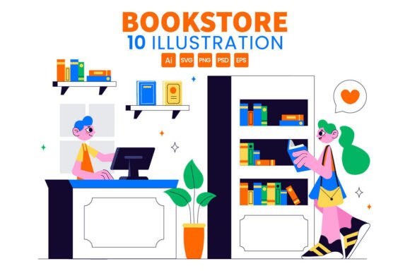 Reviewing 10 Bookstore and Library Illustration for Graphics