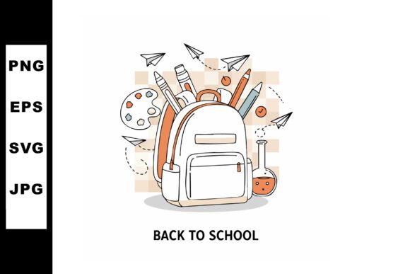 School Backpack with Stationery and Pape Graphics and Illustrations Review
