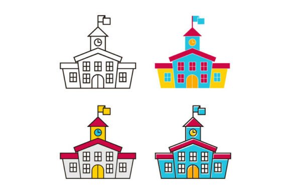School Building Icon Set: Graphics and Icons for Local Branding