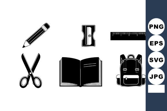 School Supplies Set Including Pencil, Sh Graphics and Illustrations Review