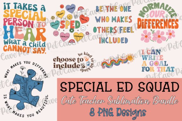 Special Ed Squad Teacher PNG Bundle Graphics and T-Shirt Designs