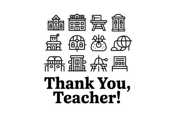 Teacher Appreciation School Icon Set Graphics and Icons